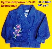 Куртка-ветровка (40) 32-022  р.74-80 дев. джинс  Турция     1