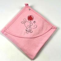 Полотенце с уголком розовое "Зайка с розовым шариком"   5