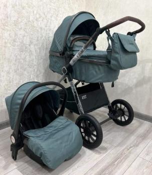 -Акция 22000руб. Коляска - трансформер 3в1 Luxmom A4 (Мятный) New,с перекидной ручкой