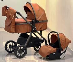 -Акция 22000руб. Коляска - трансформер 3в1 Luxmom A4 (Рыжий) New,с перекидной ручкой