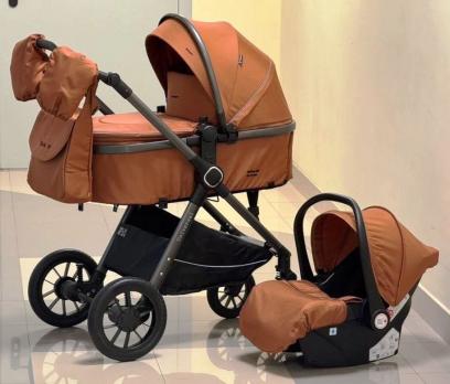 -Акция 22000руб. Коляска - трансформер 3в1 Luxmom A4 (Рыжий) New,с перекидной ручкой