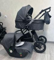 -Акция 22000руб. Коляска - трансформер 3в1 Luxmom A4 (Серая) New,с перекидной ручкой