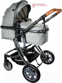 Акция 10500руб.! Коляска-Трансформер  "CAMILY" 2 в 1 (Grey) черная рама