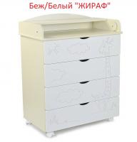 -Акция 10500руб! Комод "Жираф" Беж/Бел.СКВ 700269-1 80/4ящ. пеленальный