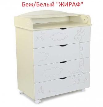 -Акция 10500руб! Комод "Жираф" Беж/Бел.СКВ 700269-1 80/4ящ. пеленальный